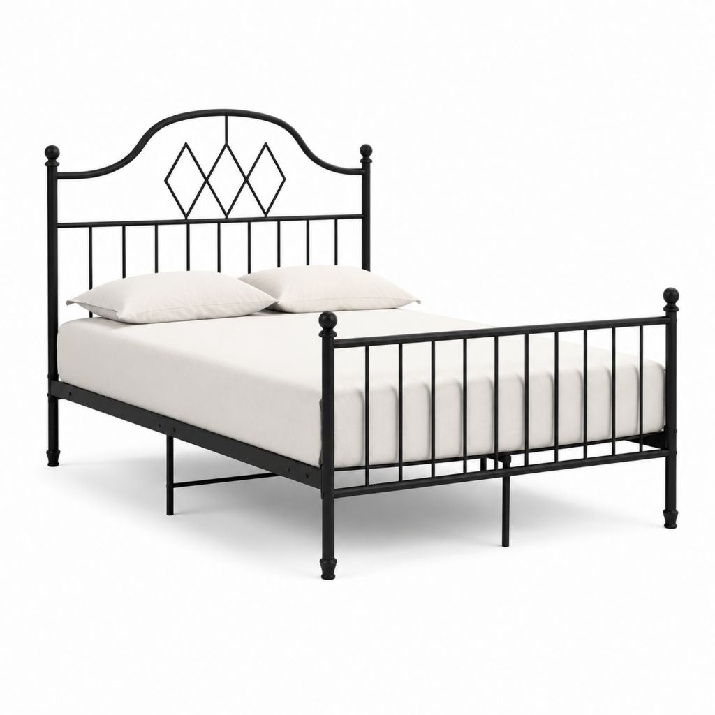 Letto matrimoniale con struttura in acciaio nero 166 x 209 x 112 cm per materasso 160 x 200 cm