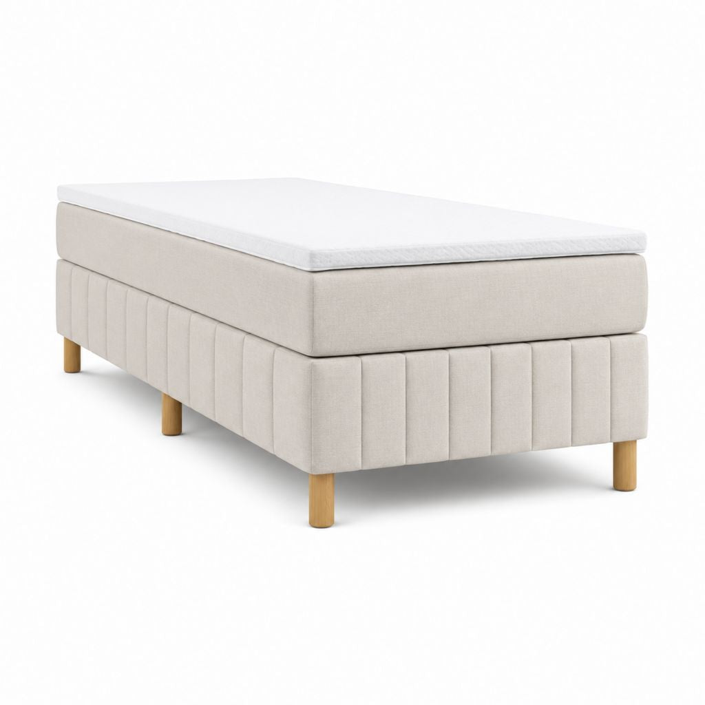 Letto continentale singolo rettangolare beige e bianco in poliestere 90 x 200 cm