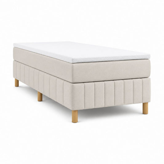 Letto continentale singolo rettangolare beige e bianco in poliestere 90 x 200 cm