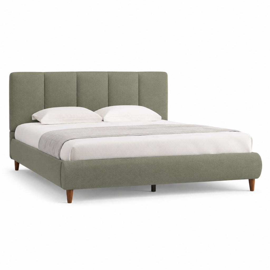 Letto matrimoniale imbottito verde in poliestere rettangolare 160 x 200 cm