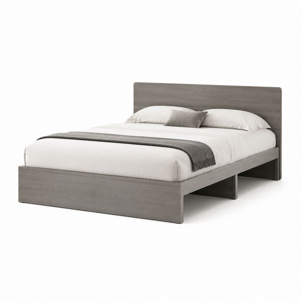 Letto matrimoniale con struttura grigio effetto rovere in MDF rettangolare 160 x 200 cm