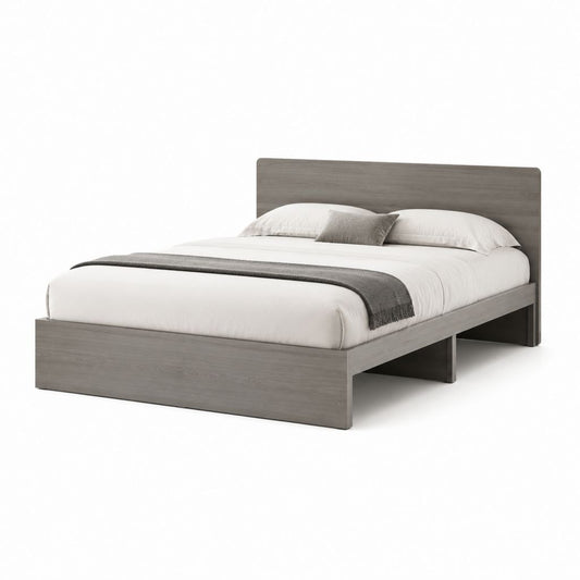 Letto matrimoniale con struttura grigio effetto rovere in MDF rettangolare 160 x 200 cm