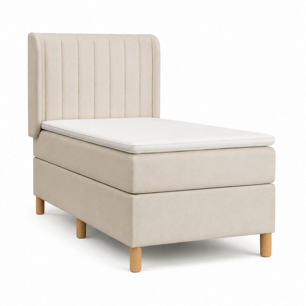 Letto singolo con materasso imbottito beige in poliestere rettangolare 90 x 200 cm